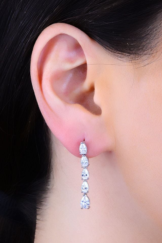 BARIŞ TAKI 925 Ayar Gümüş Damla Salkım Su Yolu Set