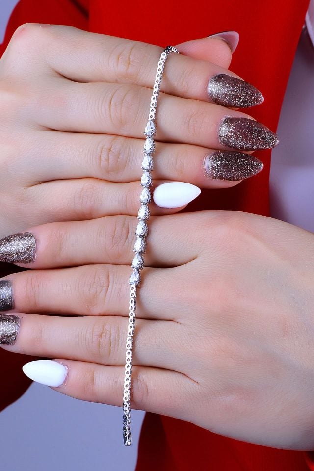 925 Ayar Gümüş V Damla Su Yolu Set