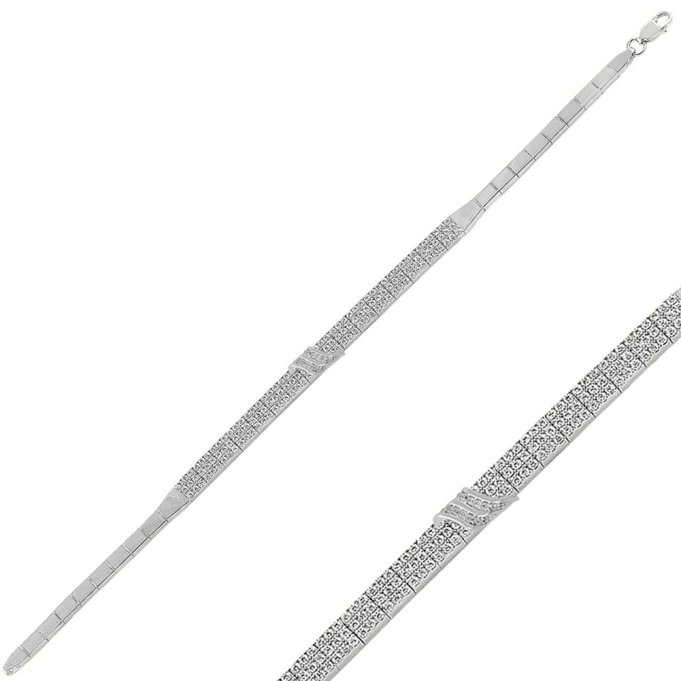 925 Ayar Gümüş 3 Sıra Kemer Su Yolu Bileklik