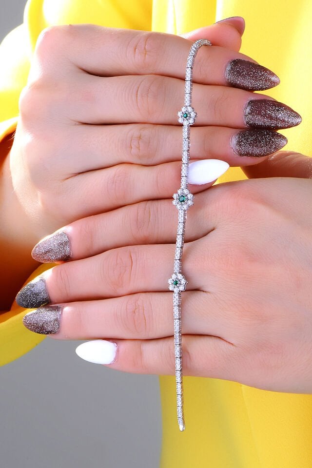 925 Ayar Gümüş Papatya Su Yolu Bileklik