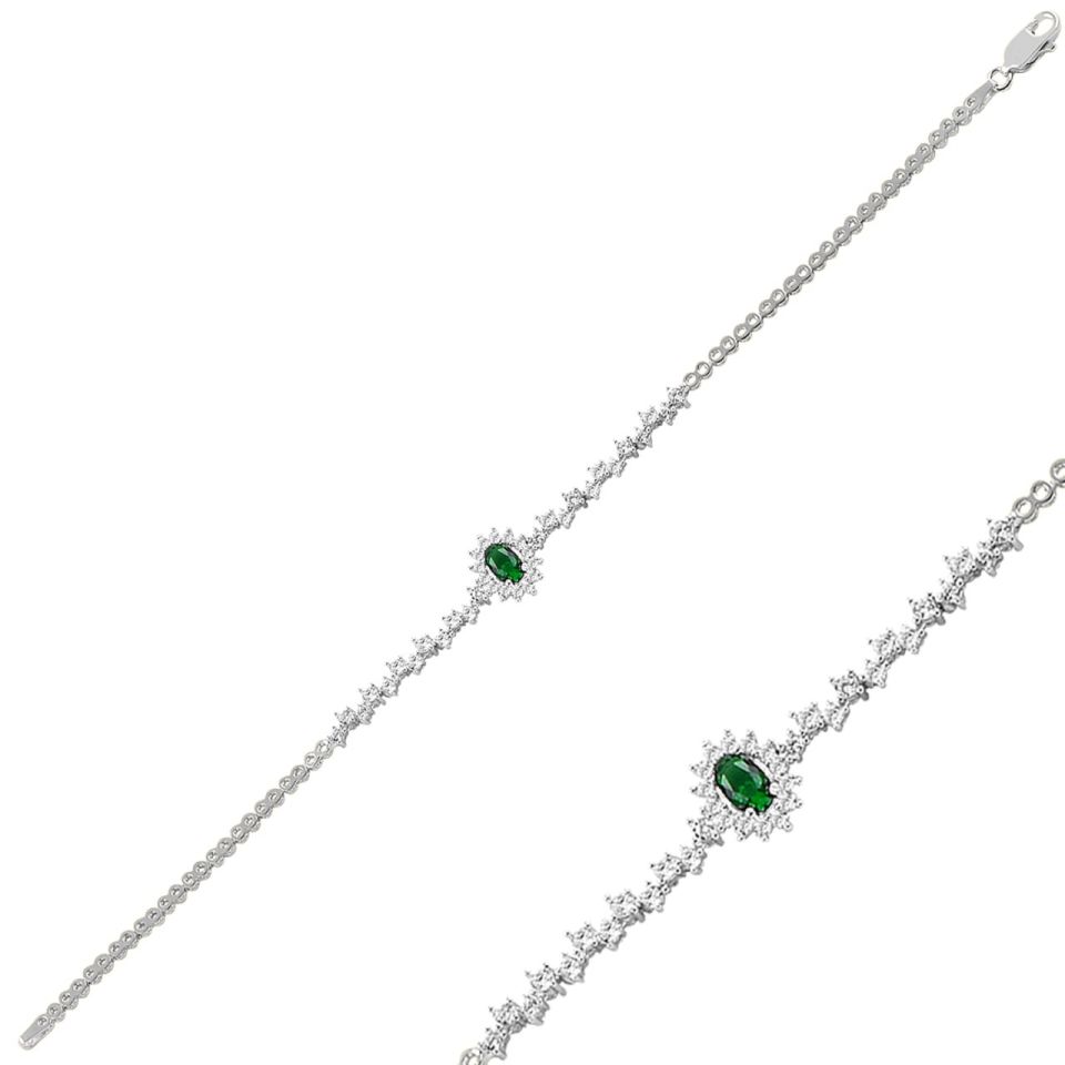 925 Ayar Gümüş Anturaj Pırlanta Montür Su Yolu Bileklik