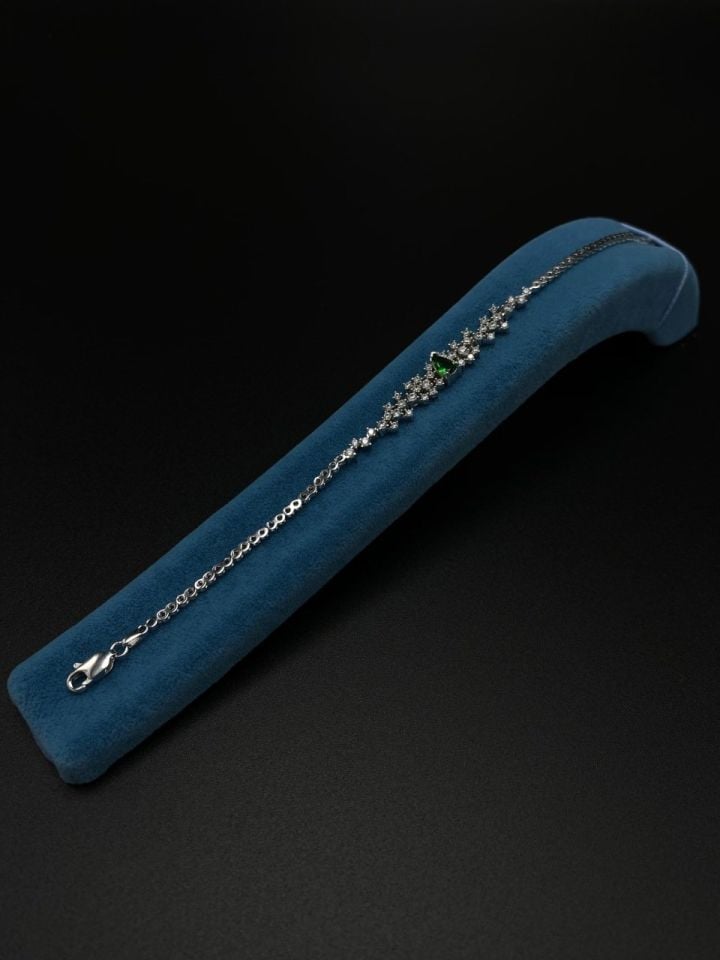 925 Ayar Gümüş Damla Pırlanta Montür Su Yolu Bileklik