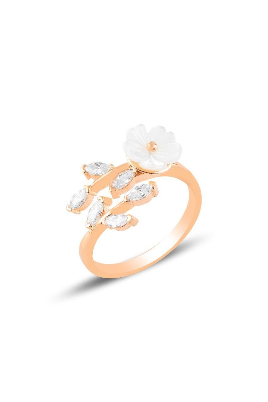 BARIŞ TAKI 925 Ayar Gümüş Rose Sedefli Manolya Çiçeği Yüzük