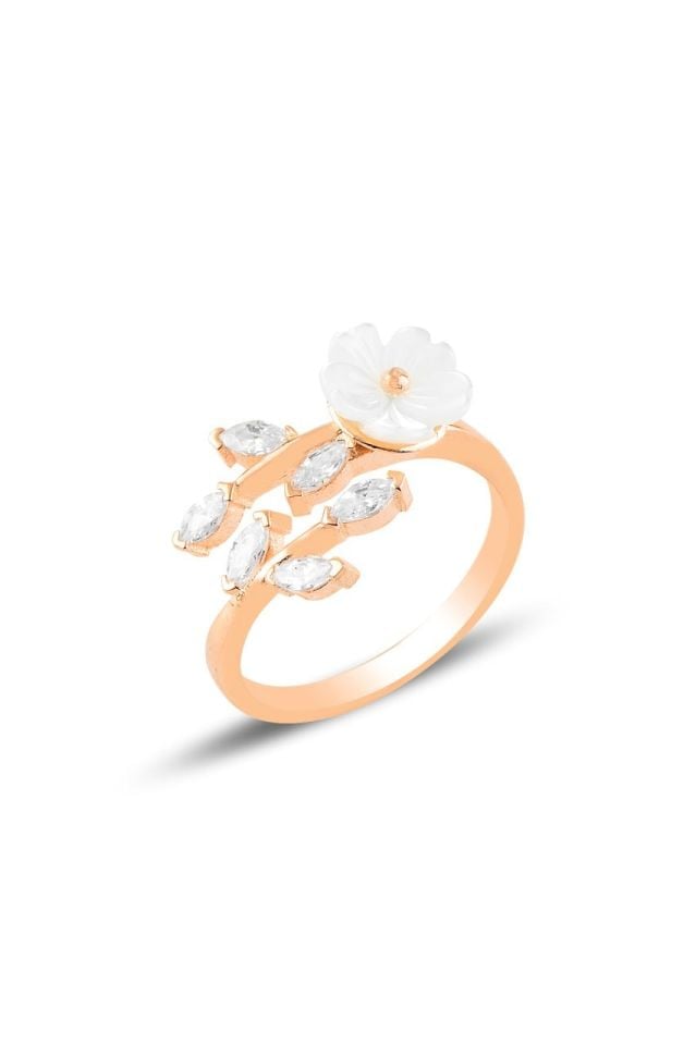 BARIŞ TAKI 925 Ayar Gümüş Rose Sedefli Manolya Çiçeği Yüzük