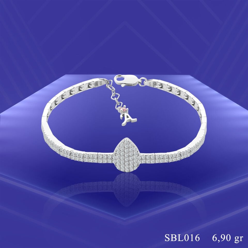 925 Ayar Gümüş 2 Sıra Böcek Model Harfli Su Yolu Bileklik