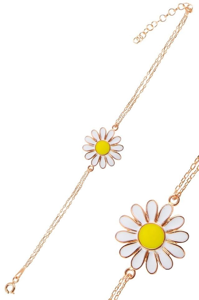 BARIŞ TAKI 925 Ayar Gümüş Rose Papatya Bileklik