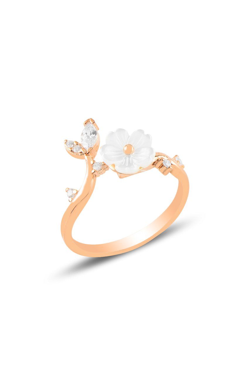 BARIŞ TAKI 925 Ayar Gümüş Rose Sedefli Manolya Çiçeği Yüzük