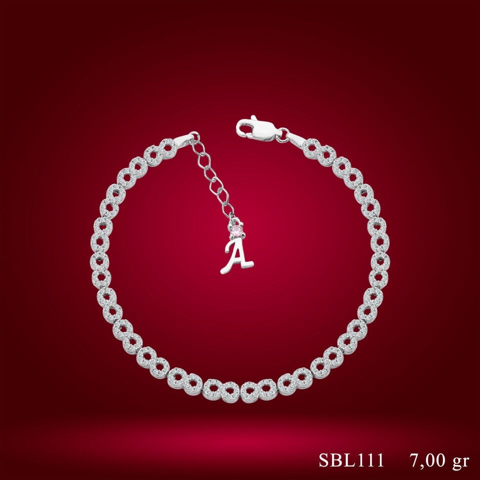 925 Ayar Gümüş Sonsuzluk Model Zincir Harfli Su Yolu Bileklik