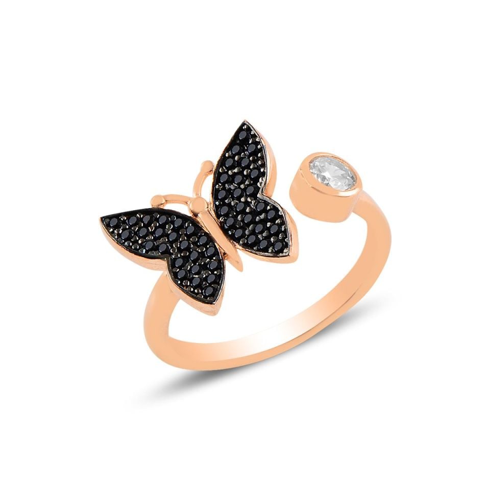 BARIŞ TAKI 925 Ayar Gümüş Rose Kelebek Yüzük