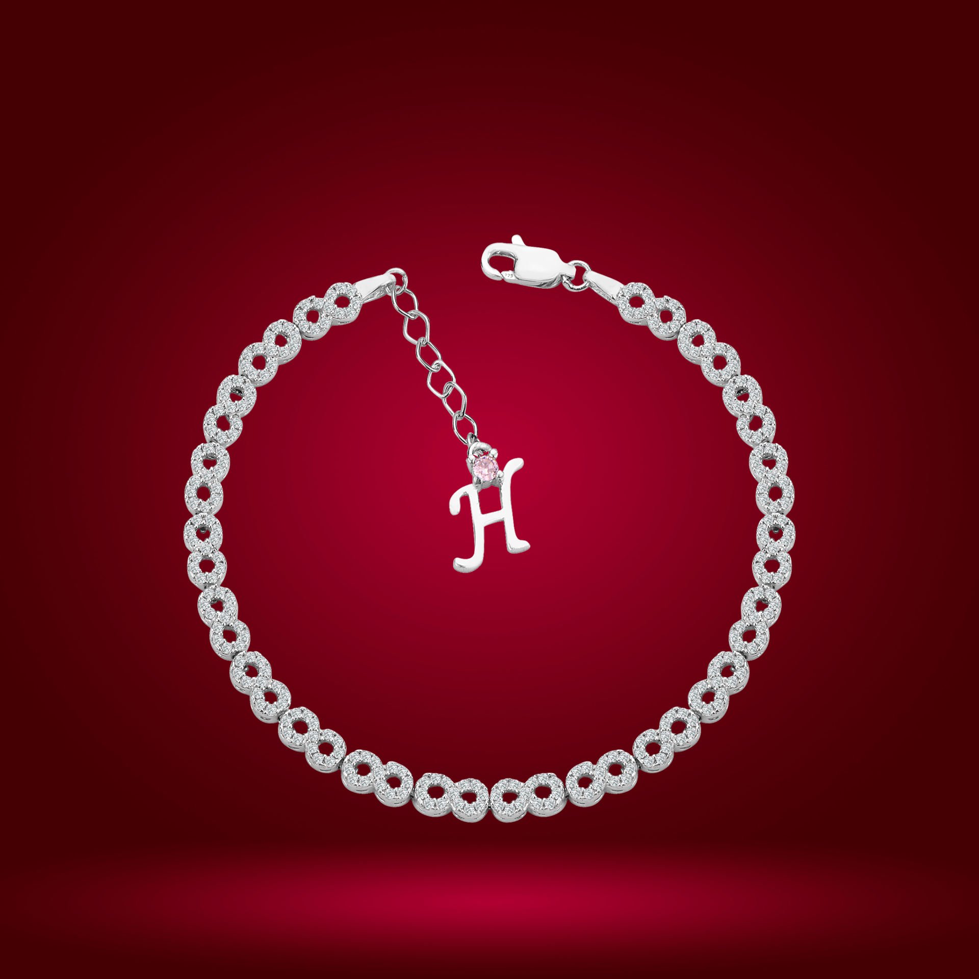 925 Ayar Gümüş Sonsuzluk Model Zincir Harfli Su Yolu Bileklik H