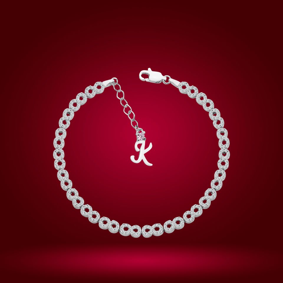 925 Ayar Gümüş Sonsuzluk Model Zincir Harfli Su Yolu Bileklik K