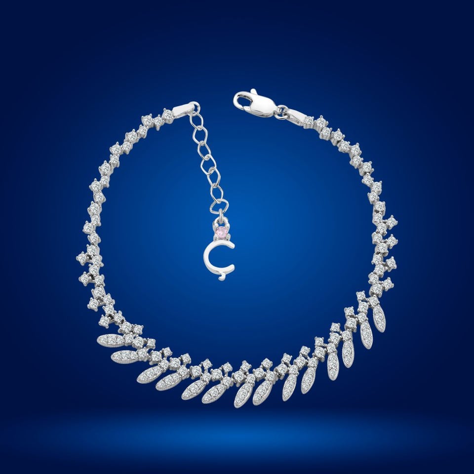 925 Ayar Gümüş Buğday Model Zincir Harfli Su Yolu Bileklik Ç