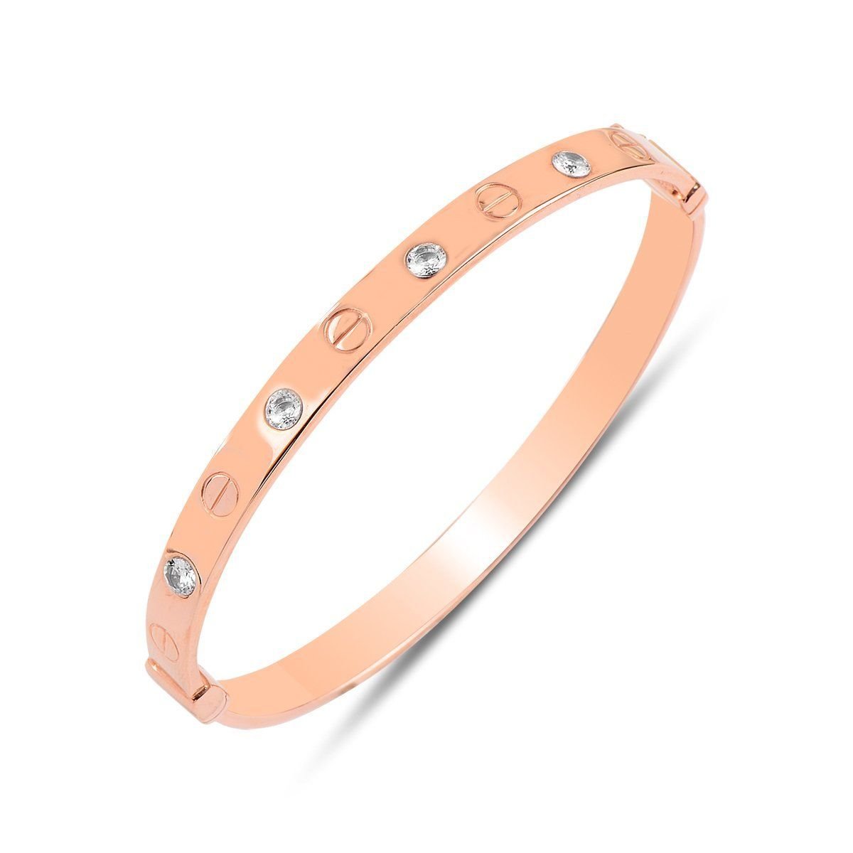 BARIŞ TAKI 925 Ayar Gümüş Rose Taşlı Kelepçe Bileklik