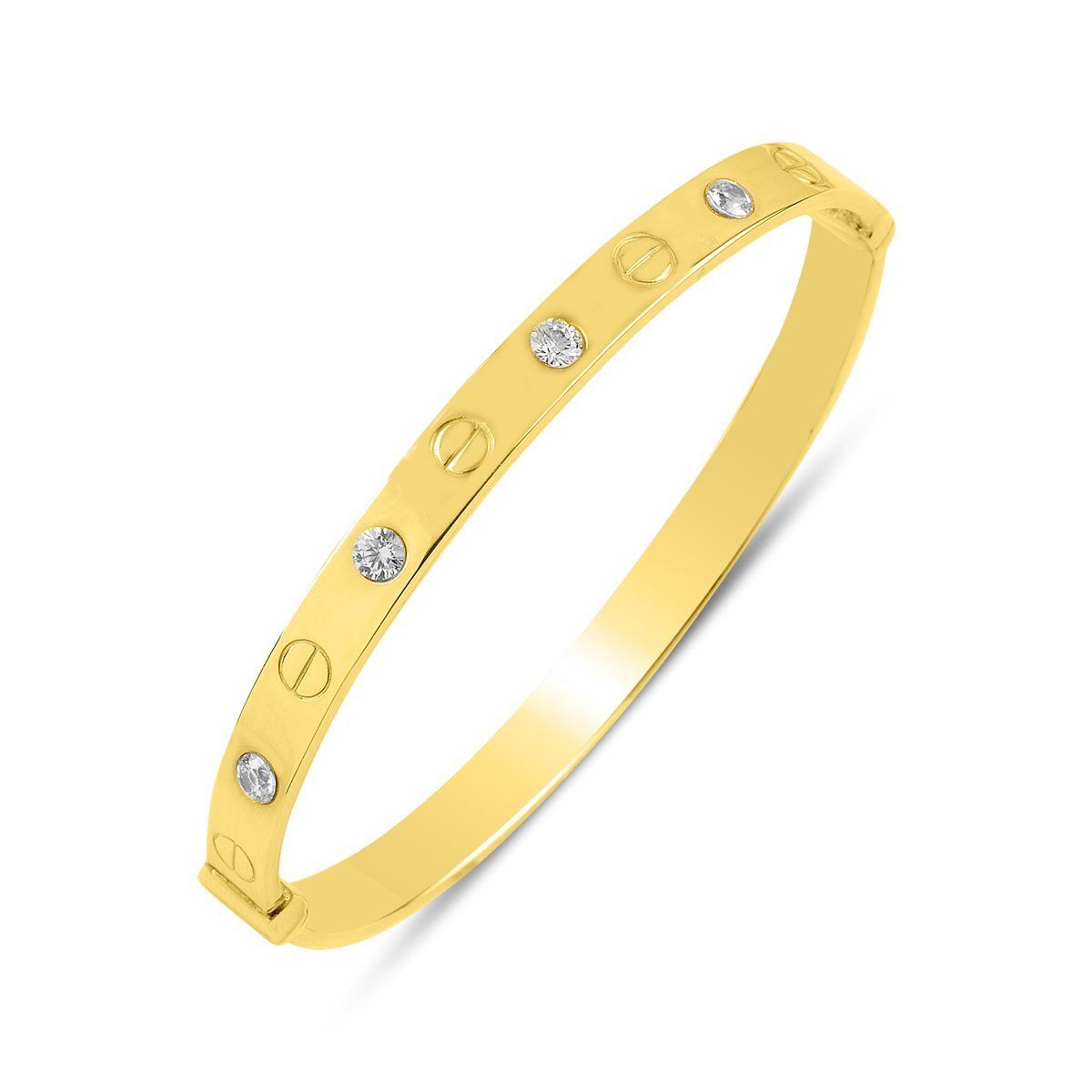 BARIŞ TAKI 925 Ayar Gümüş Gold Taşlı Kelepçe Bileklik