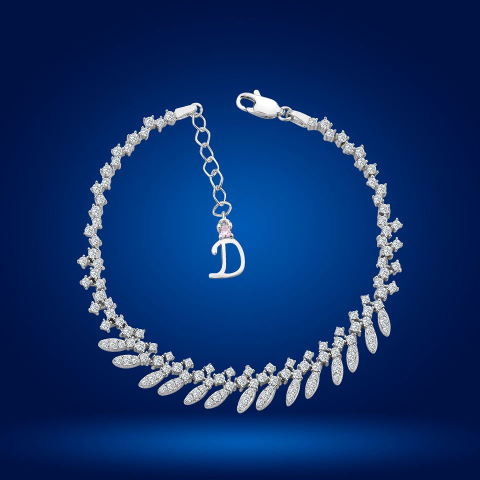 925 Ayar Gümüş Buğday Model Zincir Harfli Su Yolu Bileklik D