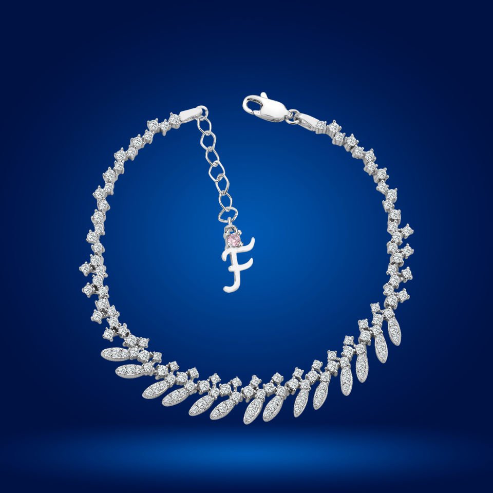 925 Ayar Gümüş Buğday Model Zincir Harfli Su Yolu Bileklik F