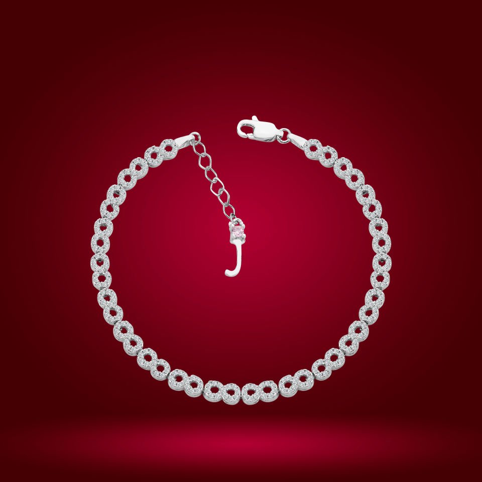 925 Ayar Gümüş Sonsuzluk Model Zincir Harfli Su Yolu Bileklik J