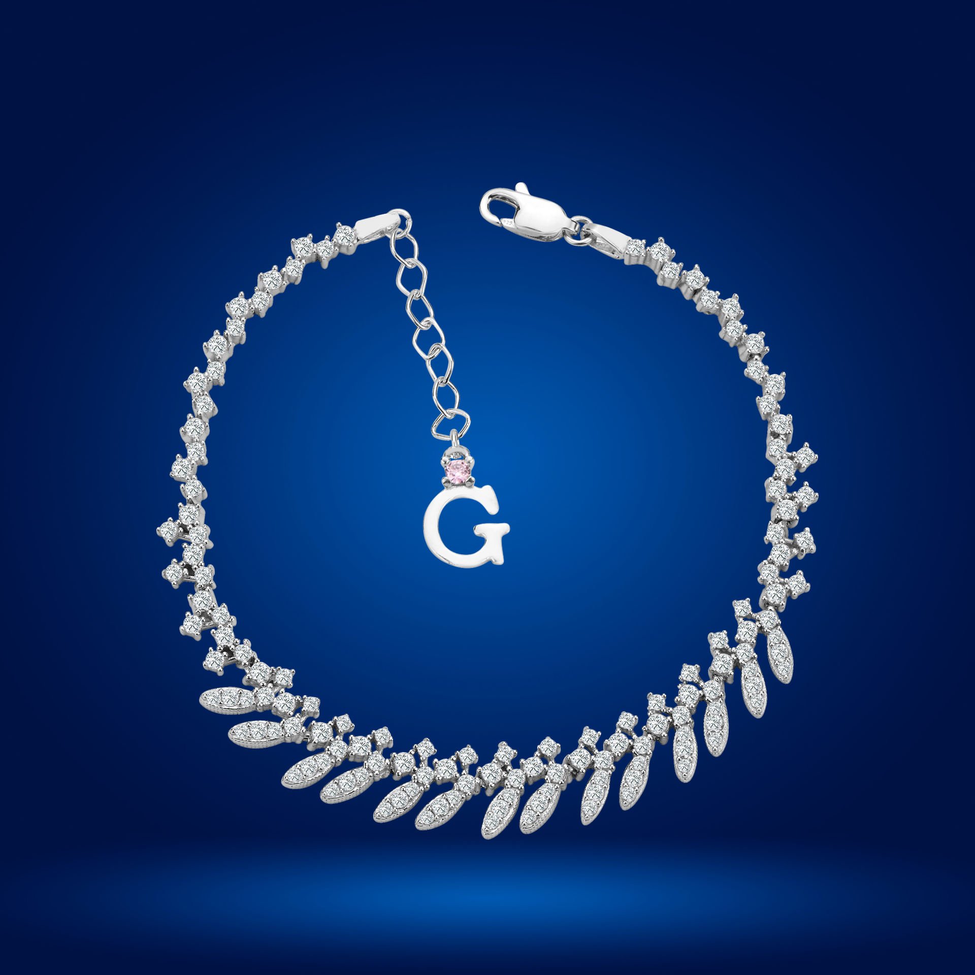 925 Ayar Gümüş Buğday Model Zincir Harfli Su Yolu Bileklik G