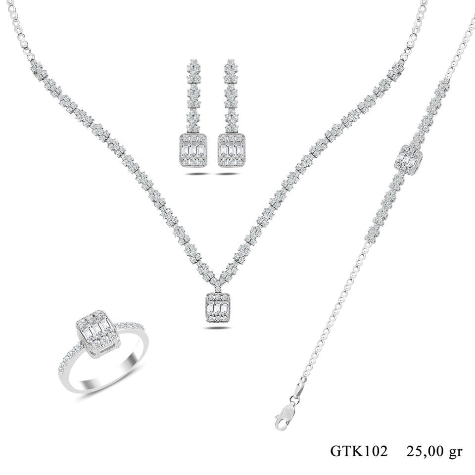 BARIŞ TAKI Kadın 925 Ayar Gümüş Baget Su Yolu Set