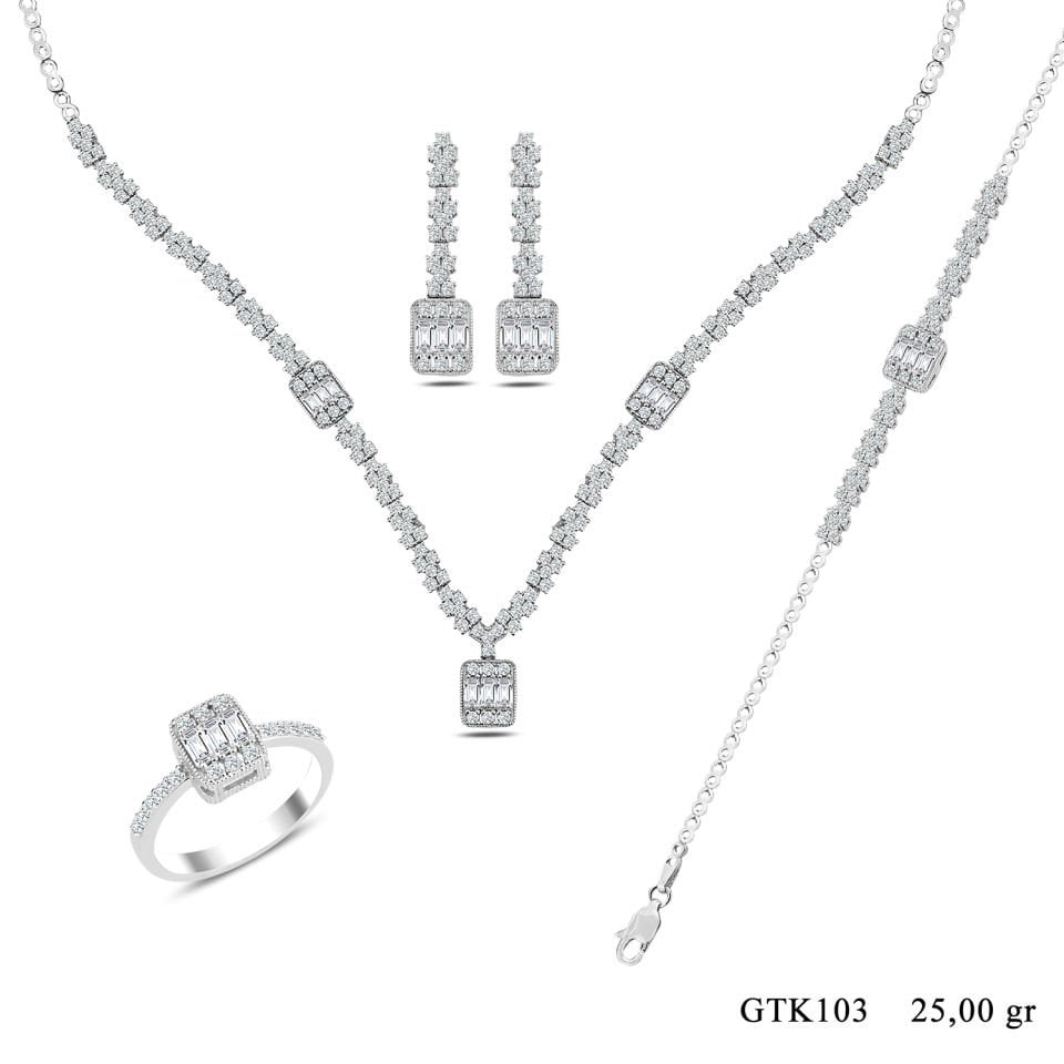 BARIŞ TAKI Kadın 925 Ayar Gümüş Baget Su Yolu Set