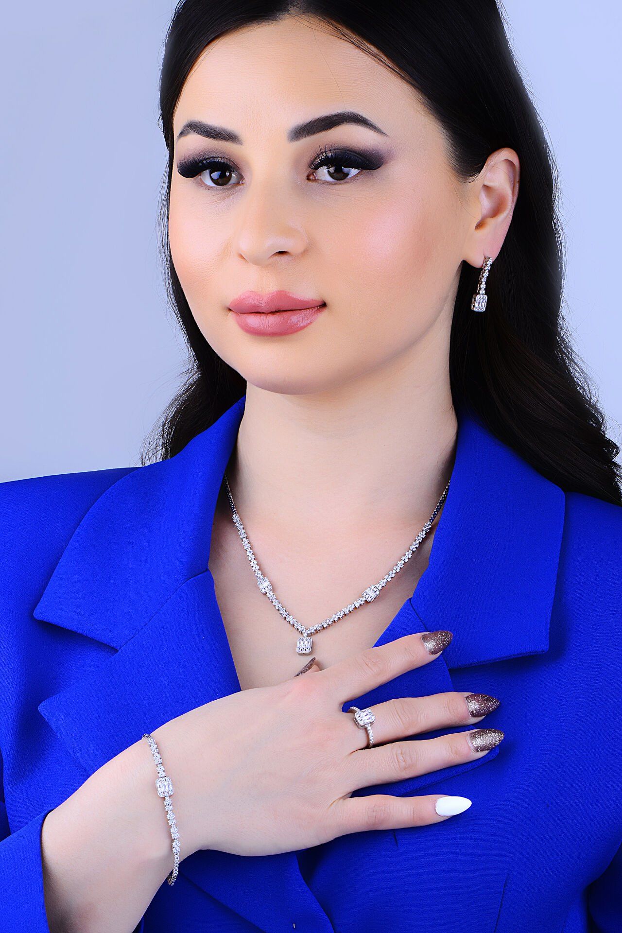 BARIŞ TAKI Kadın 925 Ayar Gümüş Baget Su Yolu Set