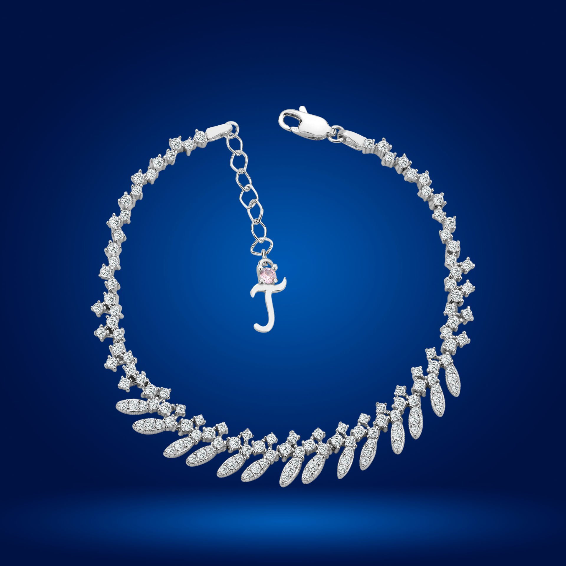 925 Ayar Gümüş Buğday Model Zincir Harfli Su Yolu Bileklik T