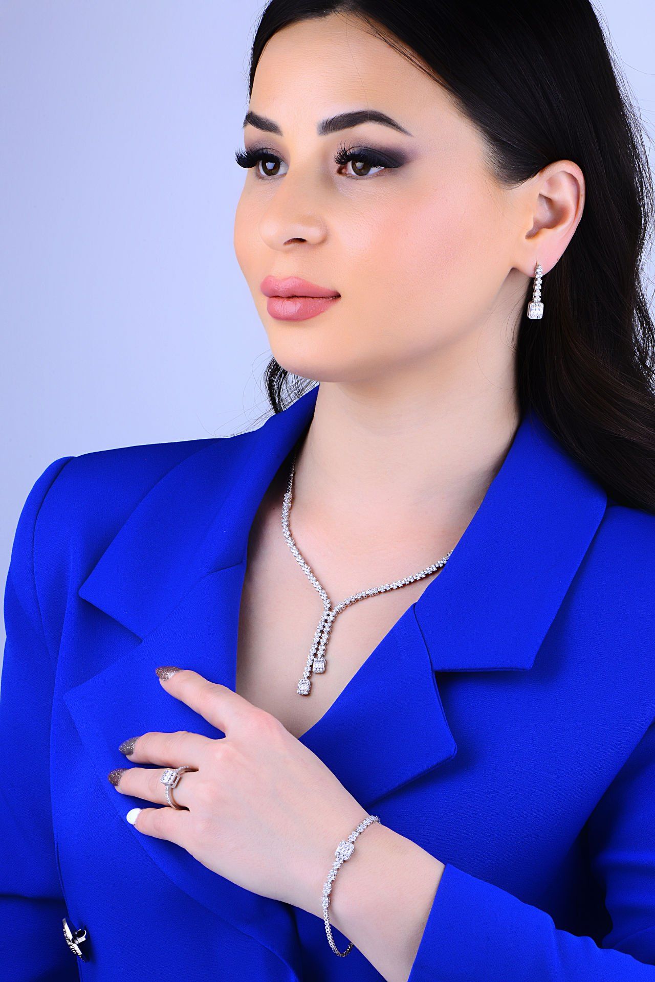 BARIŞ TAKI Kadın 925 Ayar Gümüş Baget Su Yolu Set