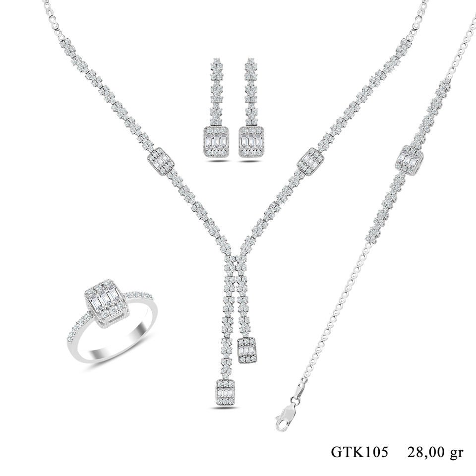 BARIŞ TAKI Kadın 925 Ayar Gümüş Baget Su Yolu Set