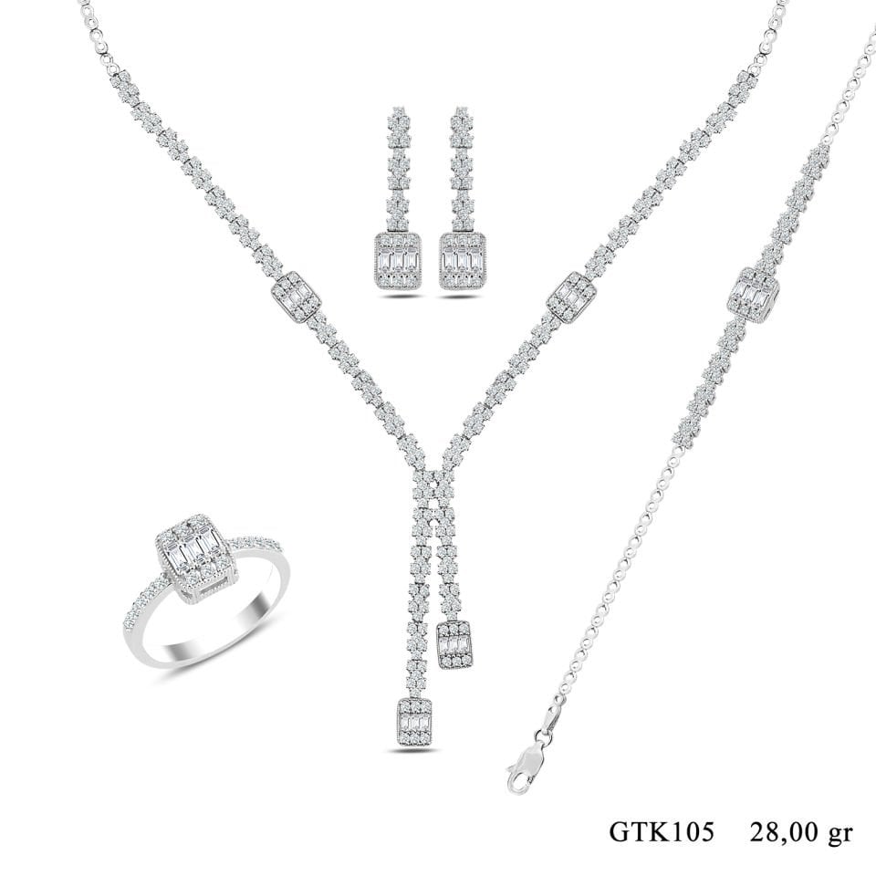 BARIŞ TAKI Kadın 925 Ayar Gümüş Baget Su Yolu Set