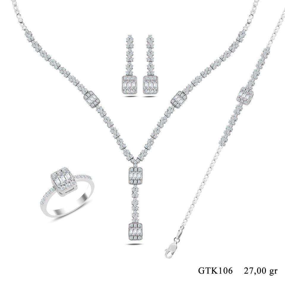 BARIŞ TAKI Kadın 925 Ayar Gümüş Baget Su Yolu Set