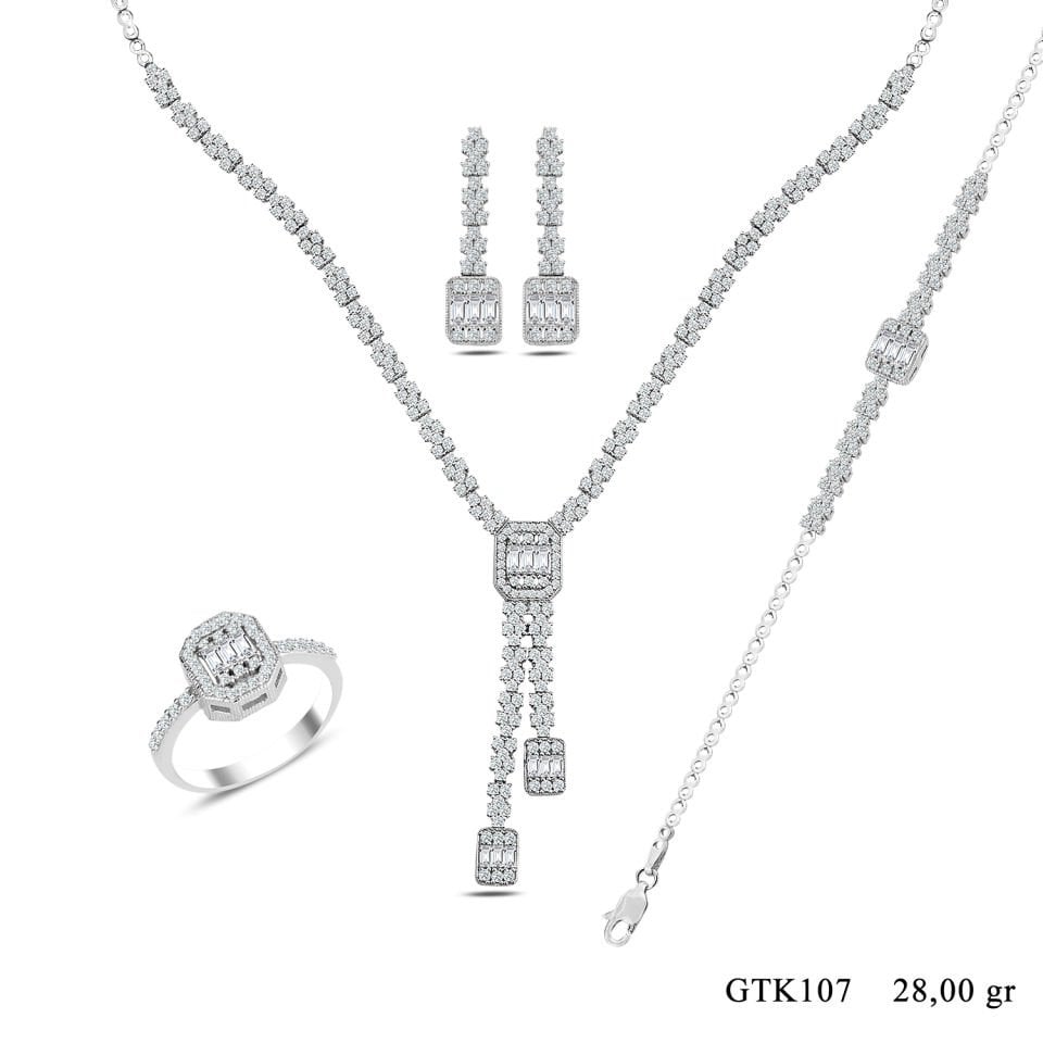 BARIŞ TAKI Kadın 925 Ayar Gümüş Baget Su Yolu Set