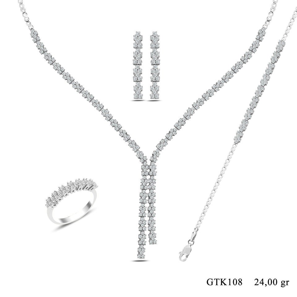 BARIŞ TAKI Kadın 925 Ayar Gümüş Baget Su Yolu Set