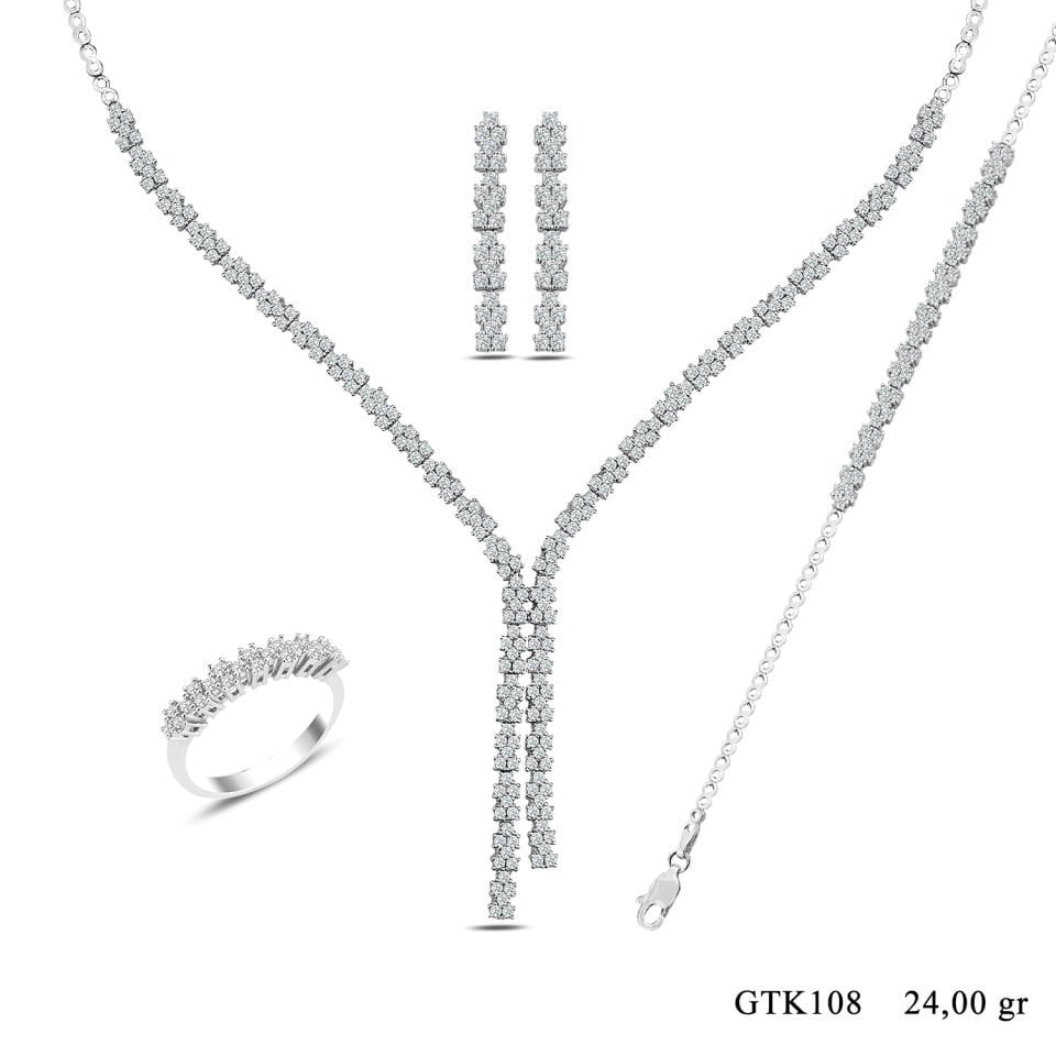 BARIŞ TAKI Kadın 925 Ayar Gümüş Baget Su Yolu Set