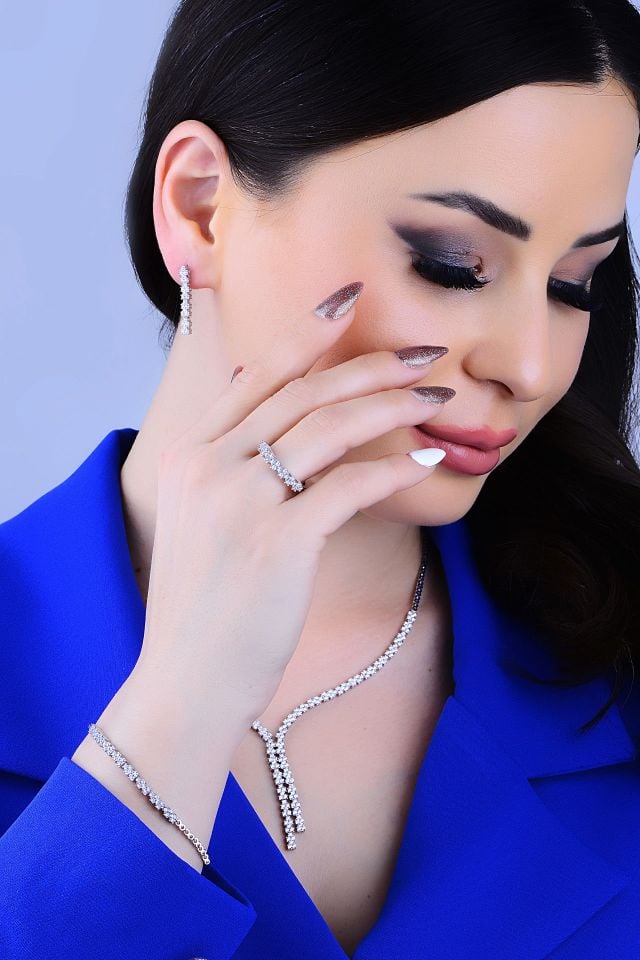 BARIŞ TAKI Kadın 925 Ayar Gümüş Baget Su Yolu Set