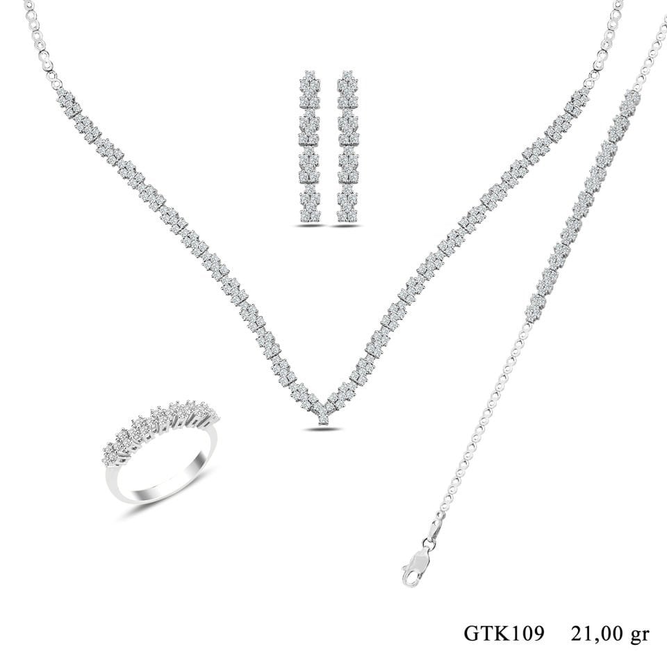 BARIŞ TAKI Kadın 925 Ayar Gümüş Baget Su Yolu Set