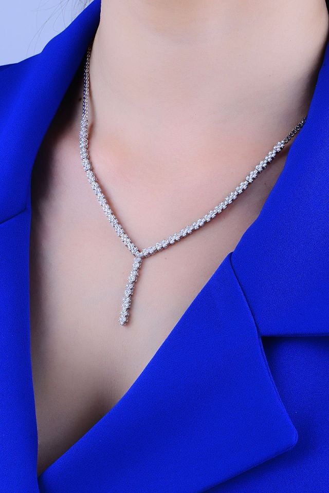 BARIŞ TAKI Kadın 925 Ayar Gümüş Pırlanta Montür Su Yolu Set