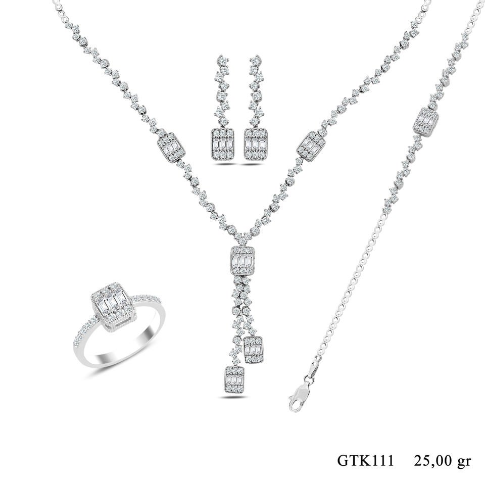 BARIŞ TAKI Kadın 925 Ayar Gümüş Baget Su Yolu Set