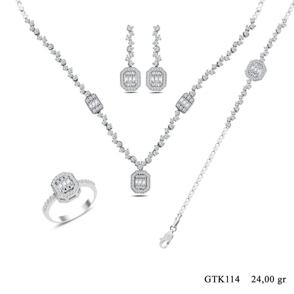 BARIŞ TAKI Kadın 925 Ayar Gümüş Baget Su Yolu Set