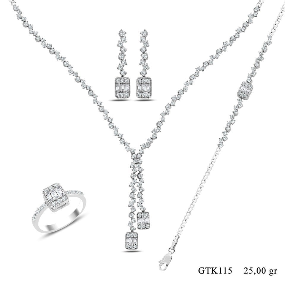 BARIŞ TAKI Kadın 925 Ayar Gümüş Baget Su Yolu Set