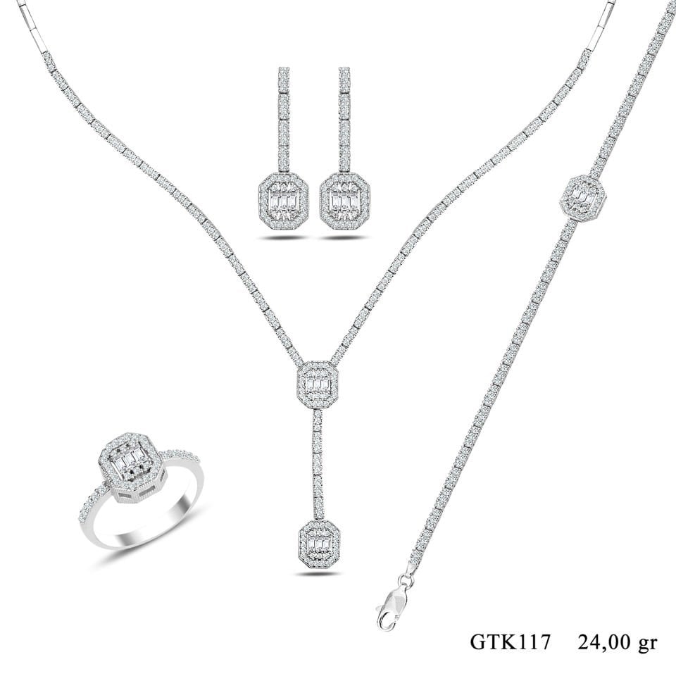 BARIŞ TAKI Kadın 925 Ayar Gümüş Baget Su Yolu Set