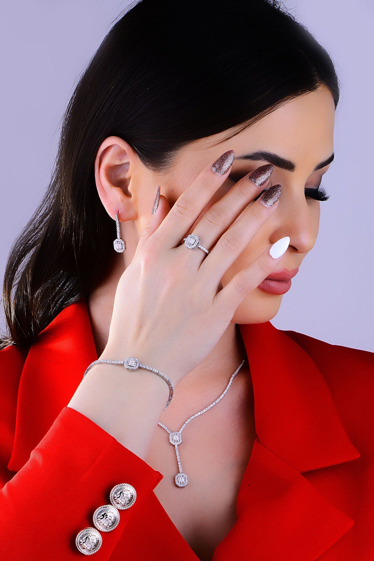 BARIŞ TAKI Kadın 925 Ayar Gümüş Baget Su Yolu Set