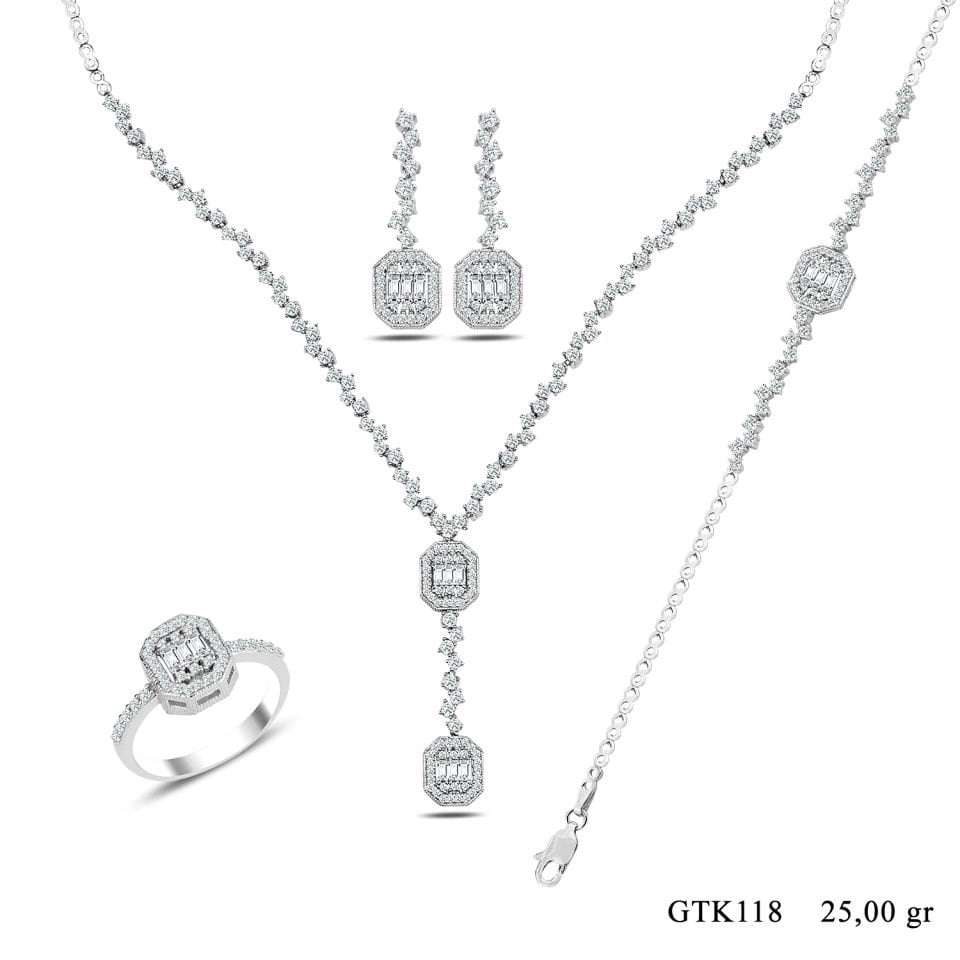 BARIŞ TAKI Kadın 925 Ayar Gümüş Baget Su Yolu Set