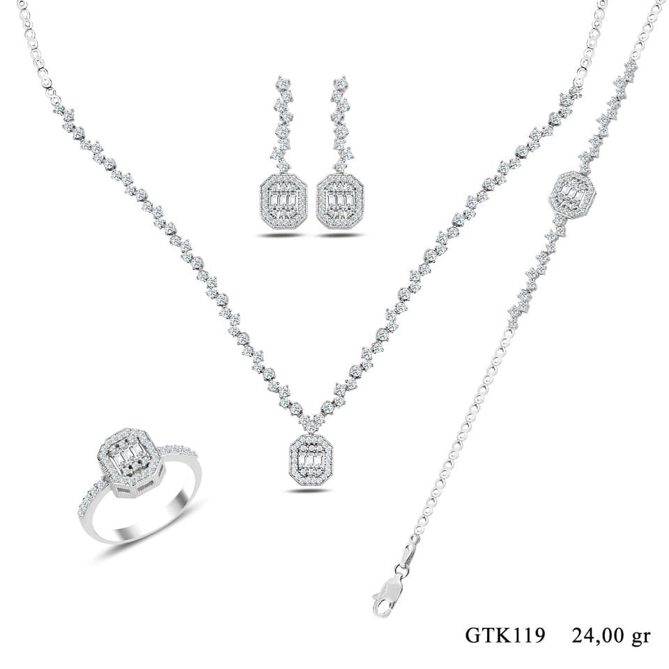 BARIŞ TAKI Kadın 925 Ayar Gümüş Baget Su Yolu Set