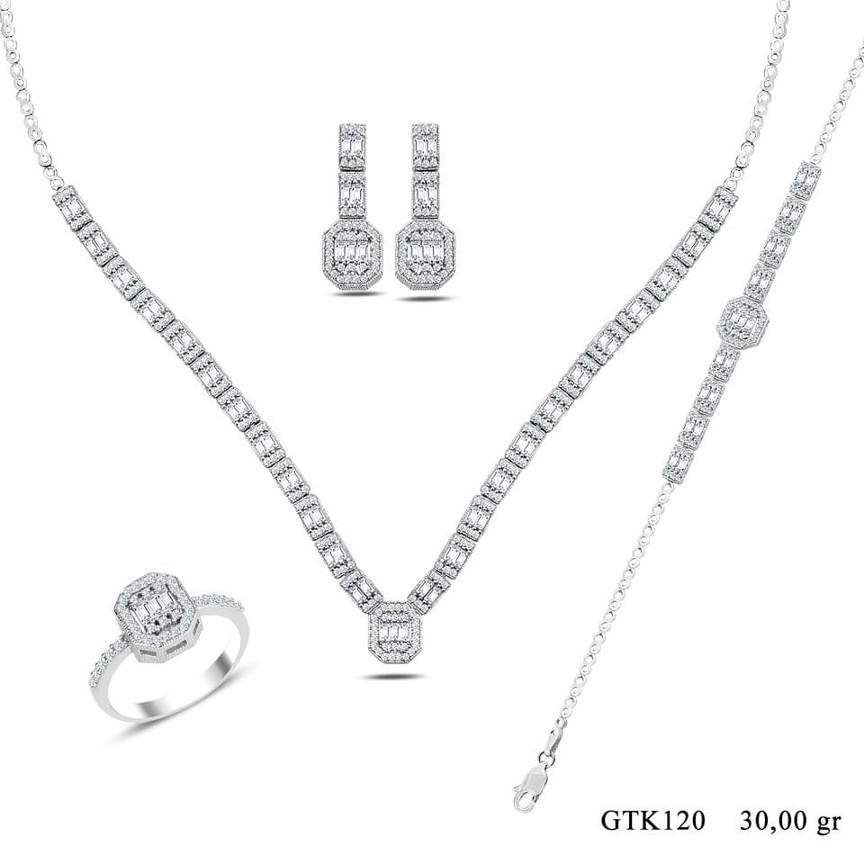 BARIŞ TAKI Kadın 925 Ayar Gümüş Baget Su Yolu Set