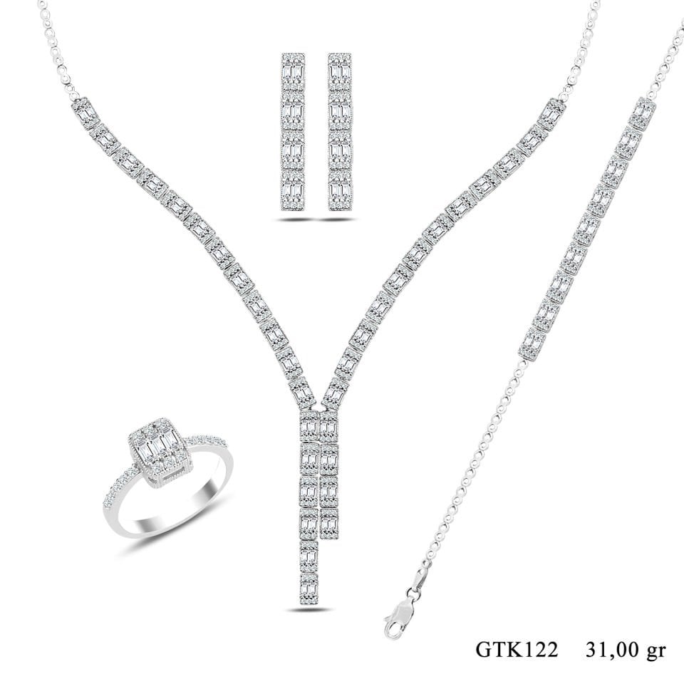 BARIŞ TAKI Kadın 925 Ayar Gümüş Baget Su Yolu Set