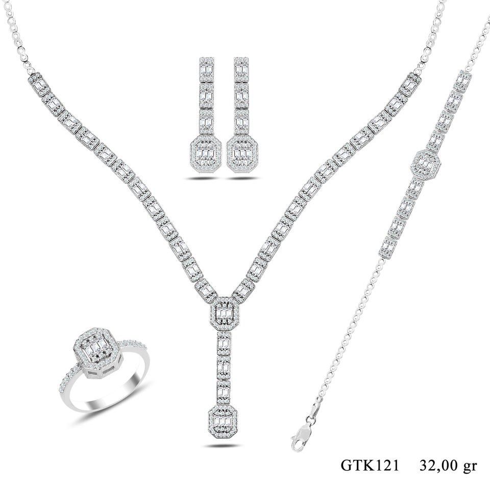 BARIŞ TAKI Kadın 925 Ayar Gümüş Baget Su Yolu Set