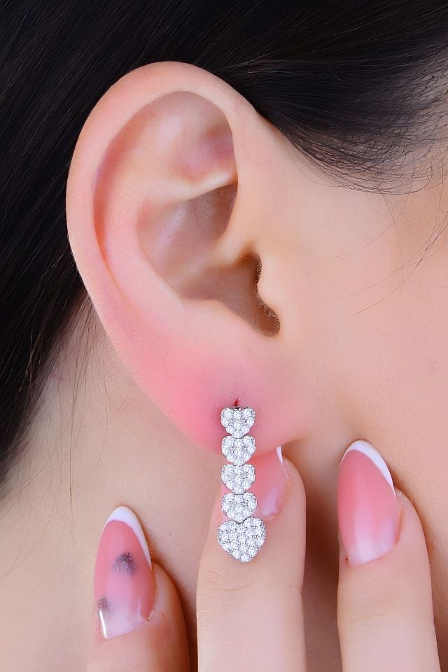 925 Ayar Gümüş Kalp Pırlanta Montür Su Yolu Set