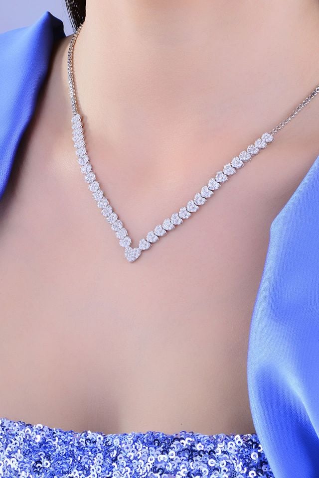 925 Ayar Gümüş Kalp Pırlanta Montür Su Yolu Set