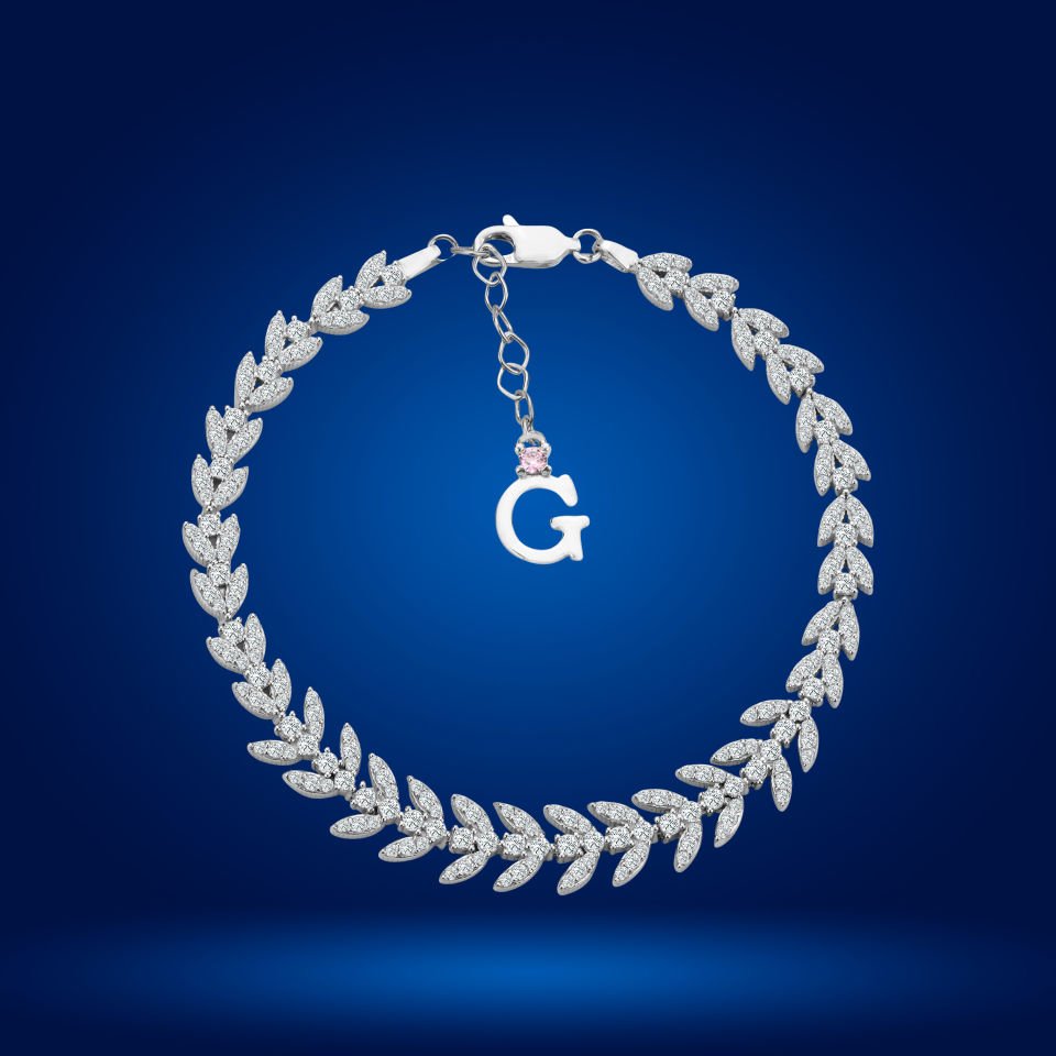 925 Ayar Gümüş Buğday Model Zincir Harfli Su Yolu Bileklik G