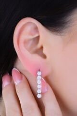 925 Ayar Gümüş Damla Salkım Pırlanta Montür Su Yolu Set